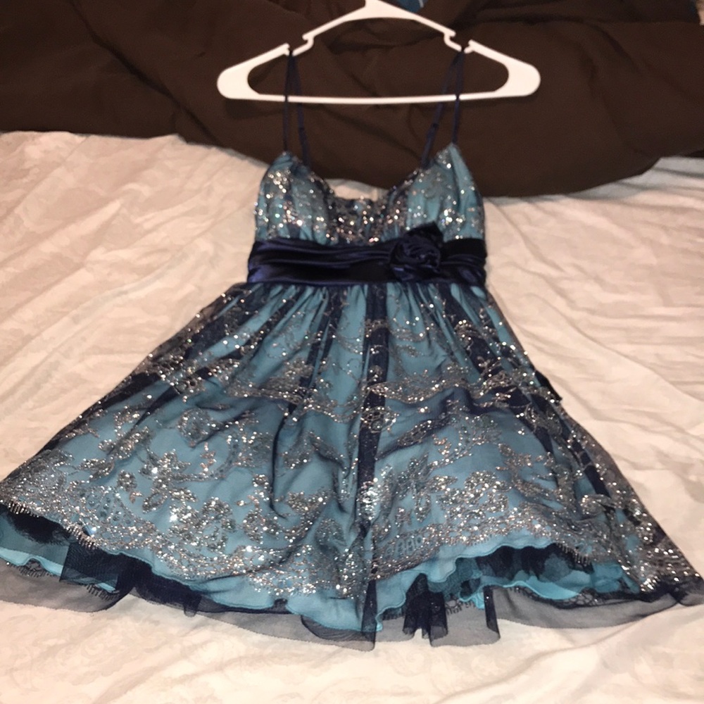 Blue sparkle lace dress